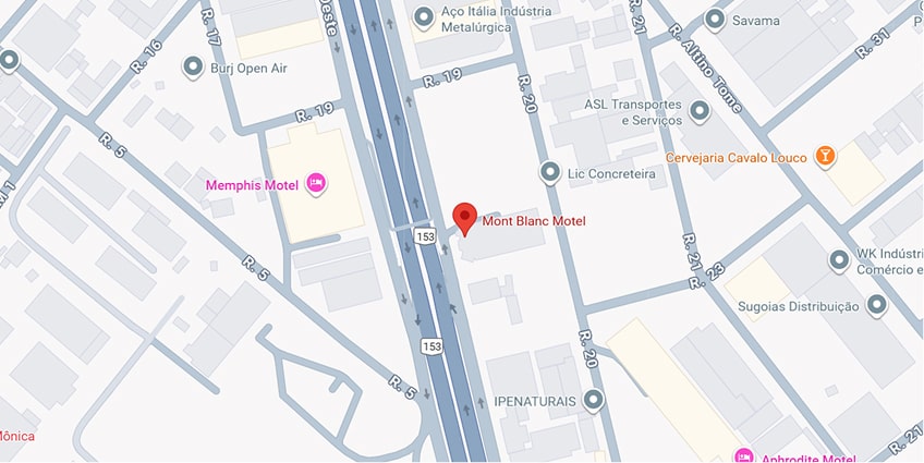 mapa de localização do motel